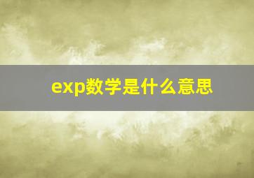 exp数学是什么意思