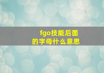 fgo技能后面的字母什么意思