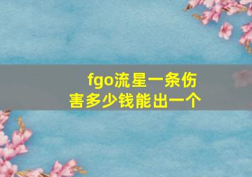 fgo流星一条伤害多少钱能出一个