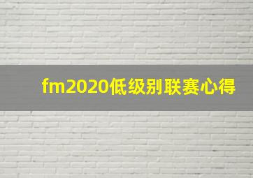 fm2020低级别联赛心得