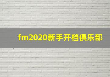 fm2020新手开档俱乐部