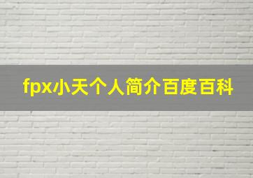 fpx小天个人简介百度百科