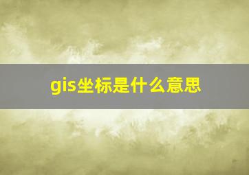 gis坐标是什么意思