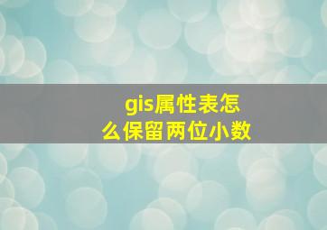 gis属性表怎么保留两位小数