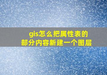 gis怎么把属性表的部分内容新建一个图层