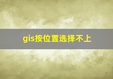 gis按位置选择不上