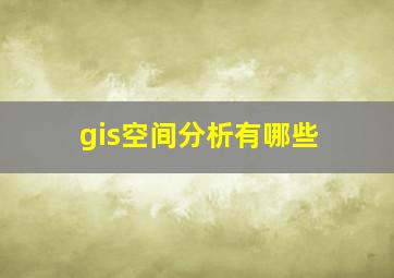 gis空间分析有哪些