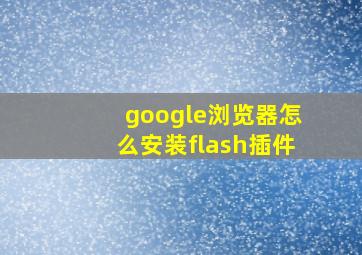 google浏览器怎么安装flash插件