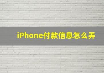 iPhone付款信息怎么弄