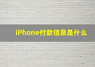 iPhone付款信息是什么