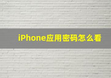 iPhone应用密码怎么看