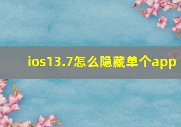 ios13.7怎么隐藏单个app