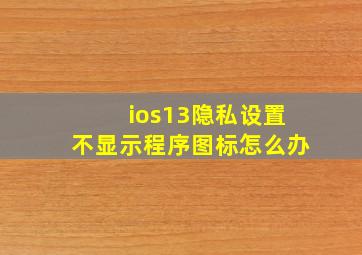 ios13隐私设置不显示程序图标怎么办