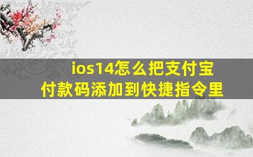 ios14怎么把支付宝付款码添加到快捷指令里