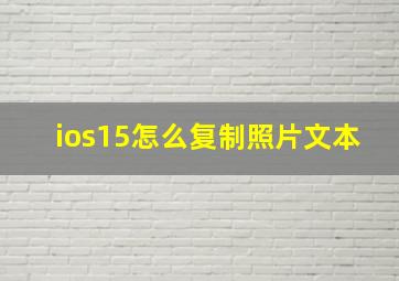 ios15怎么复制照片文本