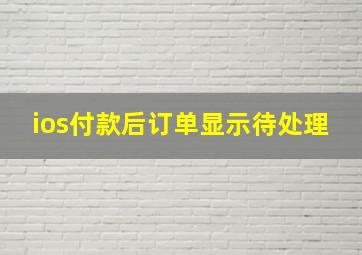 ios付款后订单显示待处理