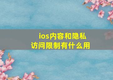 ios内容和隐私访问限制有什么用