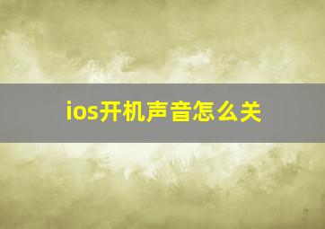 ios开机声音怎么关