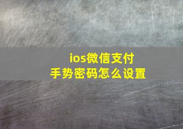 ios微信支付手势密码怎么设置