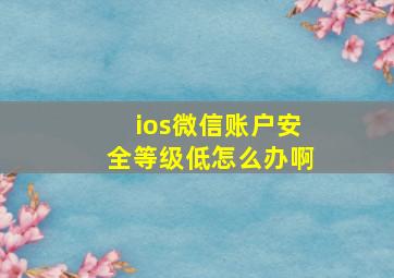 ios微信账户安全等级低怎么办啊