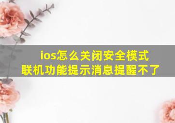 ios怎么关闭安全模式联机功能提示消息提醒不了