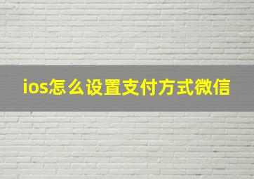 ios怎么设置支付方式微信