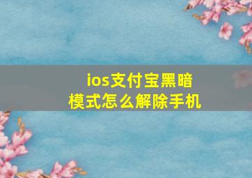 ios支付宝黑暗模式怎么解除手机