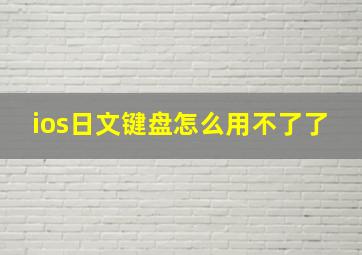 ios日文键盘怎么用不了了