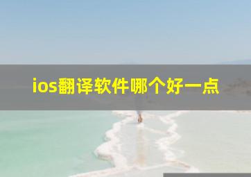 ios翻译软件哪个好一点