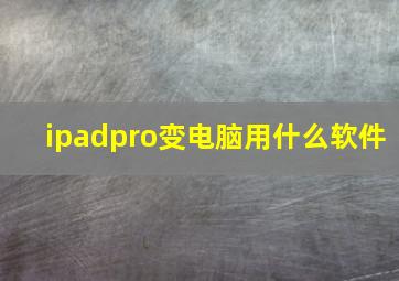 ipadpro变电脑用什么软件