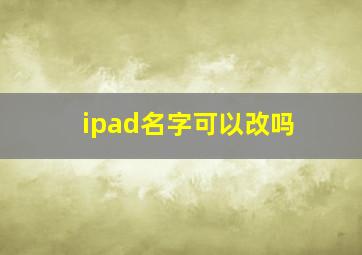 ipad名字可以改吗