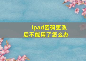 ipad密码更改后不能用了怎么办