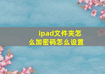 ipad文件夹怎么加密码怎么设置