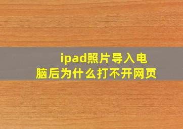 ipad照片导入电脑后为什么打不开网页