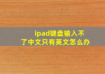 ipad键盘输入不了中文只有英文怎么办