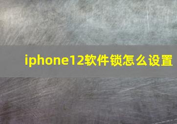 iphone12软件锁怎么设置