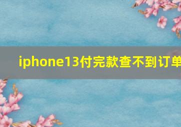 iphone13付完款查不到订单