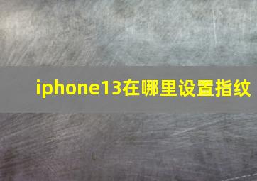 iphone13在哪里设置指纹