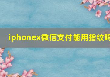 iphonex微信支付能用指纹吗