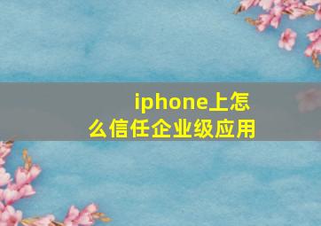 iphone上怎么信任企业级应用