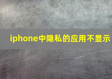 iphone中隐私的应用不显示