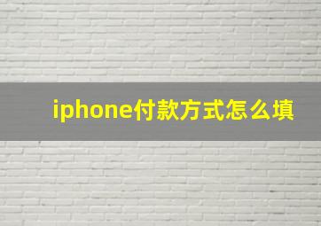 iphone付款方式怎么填