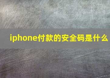 iphone付款的安全码是什么