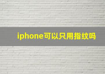 iphone可以只用指纹吗