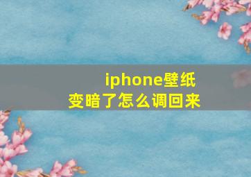 iphone壁纸变暗了怎么调回来