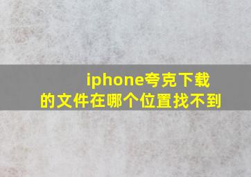 iphone夸克下载的文件在哪个位置找不到