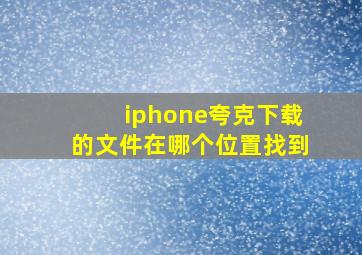 iphone夸克下载的文件在哪个位置找到