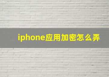 iphone应用加密怎么弄