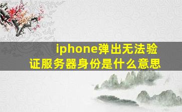 iphone弹出无法验证服务器身份是什么意思