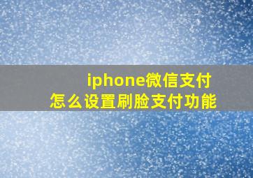 iphone微信支付怎么设置刷脸支付功能